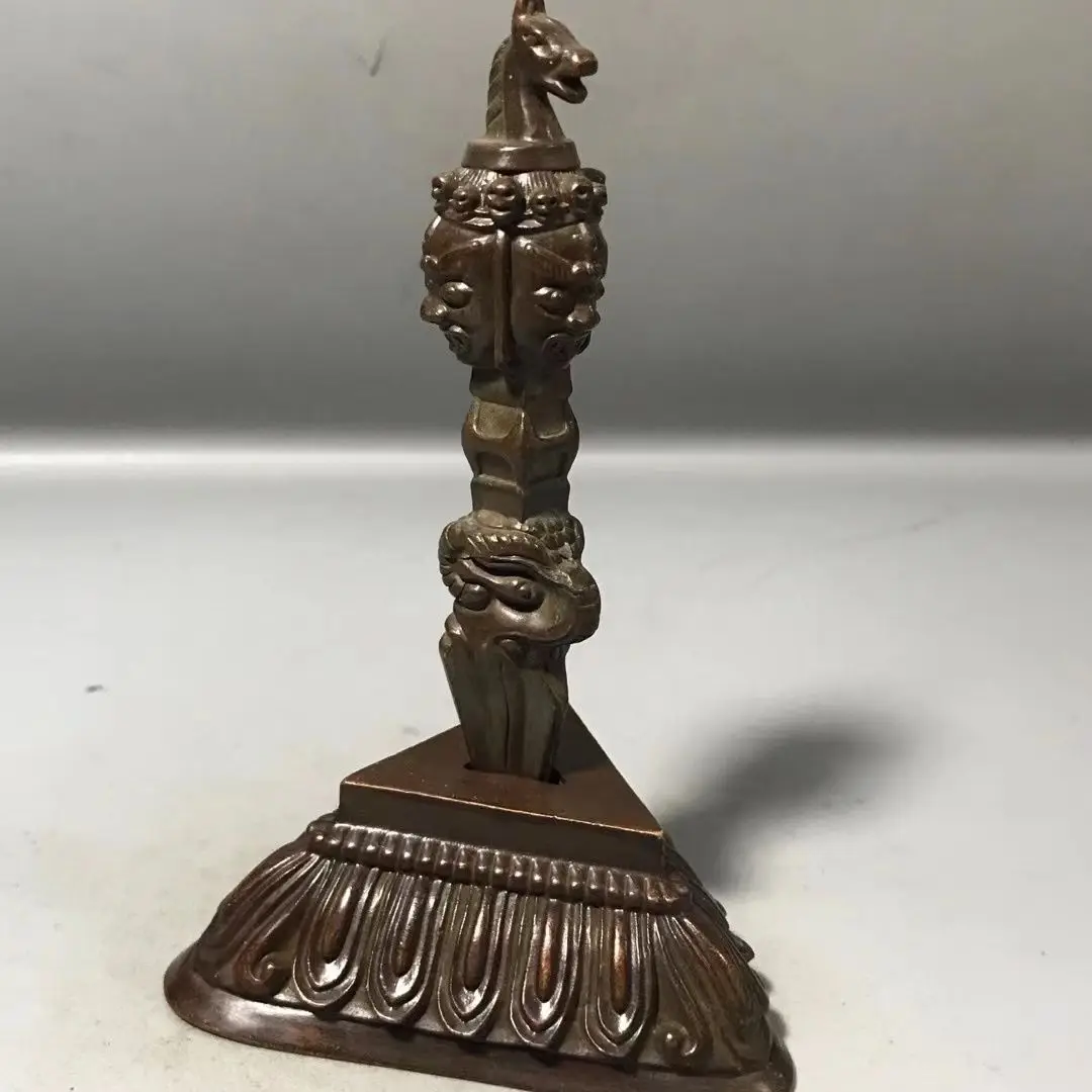 

Tibetan tantra magic ware filth, vajra pestle, vajra pestle, demonic pestle copper plated, puba pestle bronze medium with base