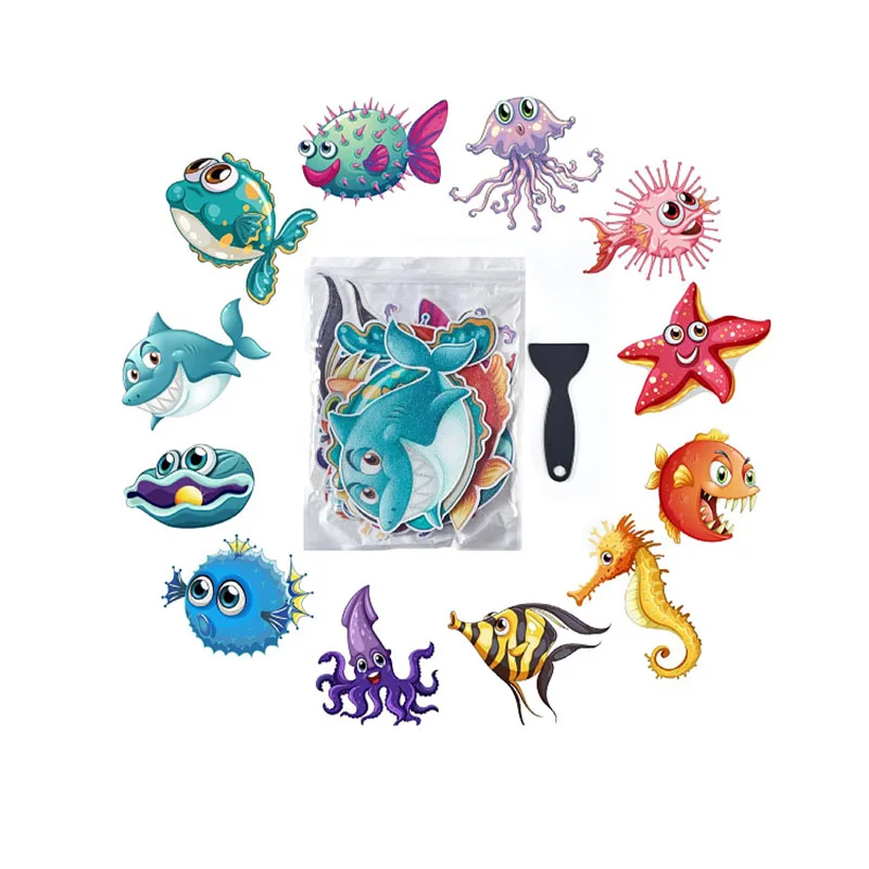 

Нескользящие наклейки для ванны, 12 больших морских клейких детских противоскользящих ниток для душа и ванны с премиальным скребком