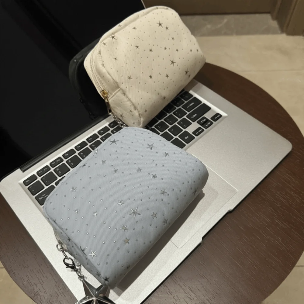 1pc Trendy Shining Star Pattern Storage Bag Portable Large Capacity Cosmetic Bag Multi-functional Coin Purse Gift