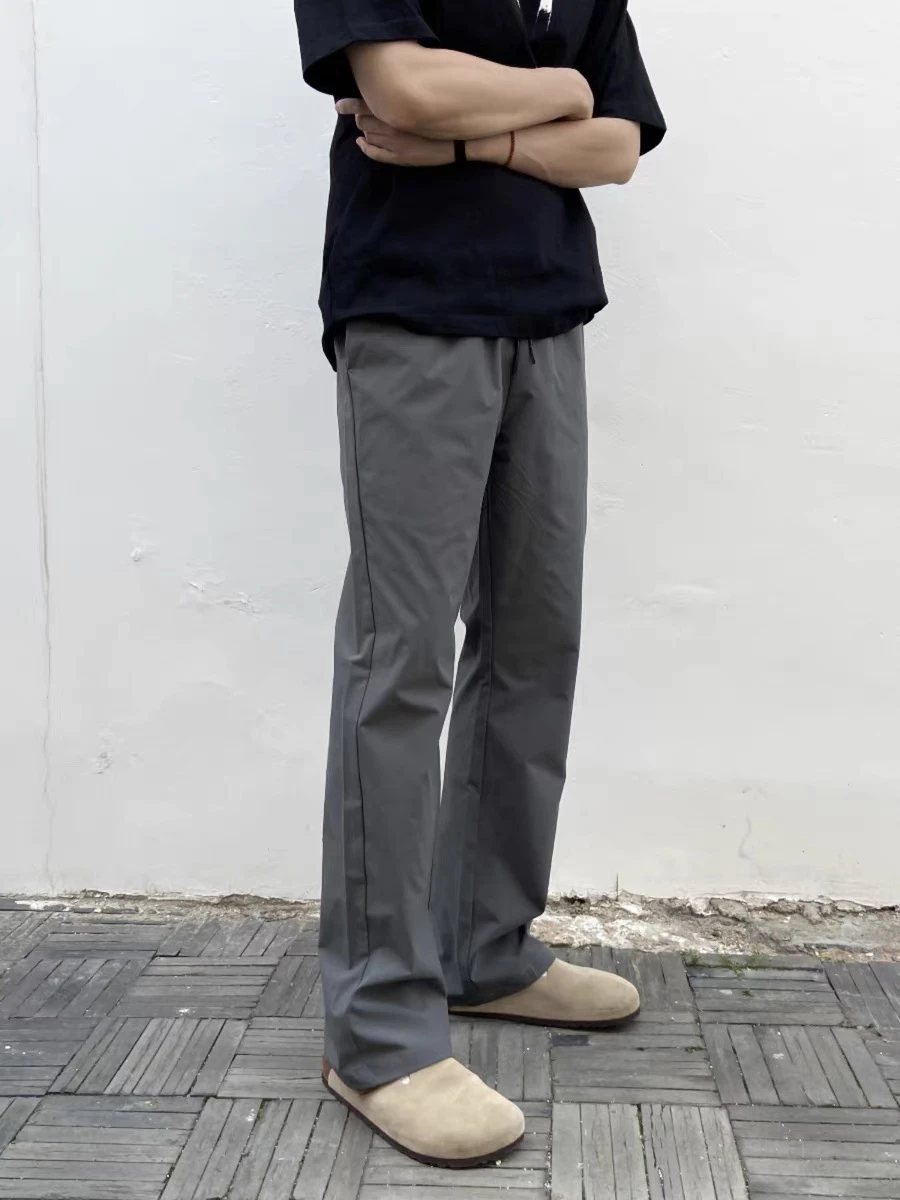 

American Retro Cool Feeling Knife Loose Flared Casual Pants Men Summer Ice Silk Thin Qui Dry Slim Straight Long Trousers