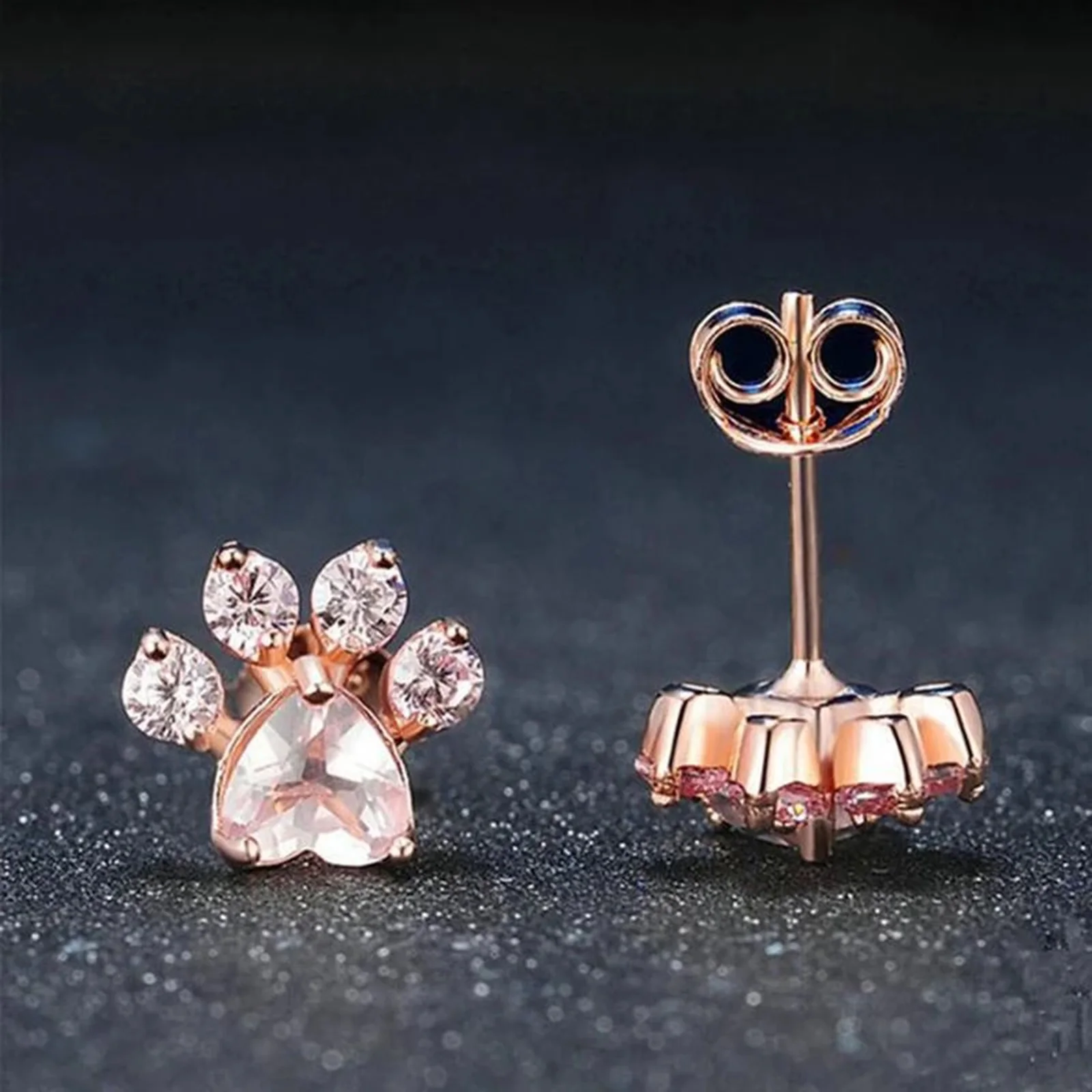 Cat Paw Stud Earrings Animal Claws Shape Rhinestone Earrings Luxury Female Crystal Zircon Stone Stud Earrings Accessories