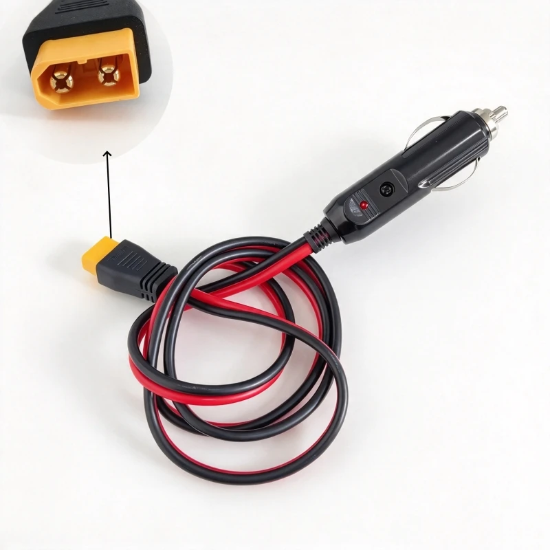 12AWG XT60 Male to Cigarette Lighter Male Plug Cable, 12V High Current Cord for Solar Generator Car Power