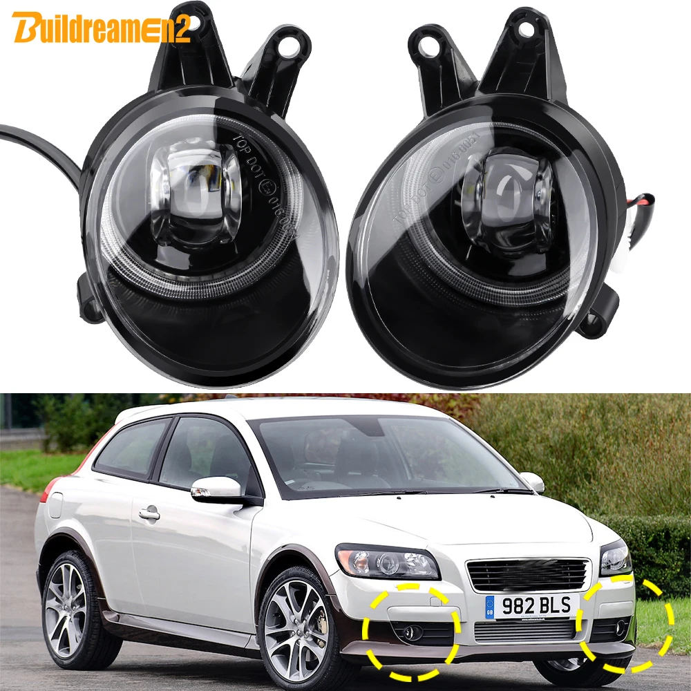 2 X 30W 8000LM Car Canbus LED Fog Light Angel Eye Daytime Running Lamp DRL For Volvo C30 3-Door Hatchback 2006 2007 2008 2009