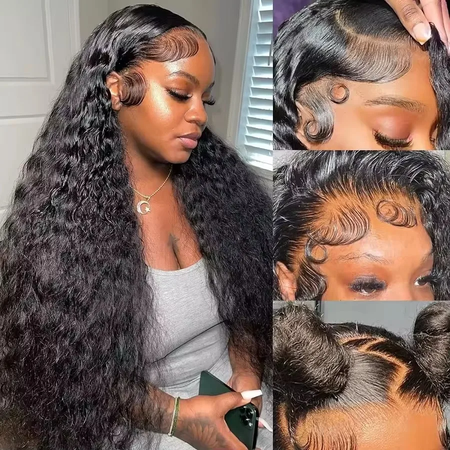 

Парик из натуральных волос с HD-швейцарским кружевом, плотность 250, 13x6, 13x4, 30-40 дюймов, кудрявый, с глубокой волной, на кружевной основе