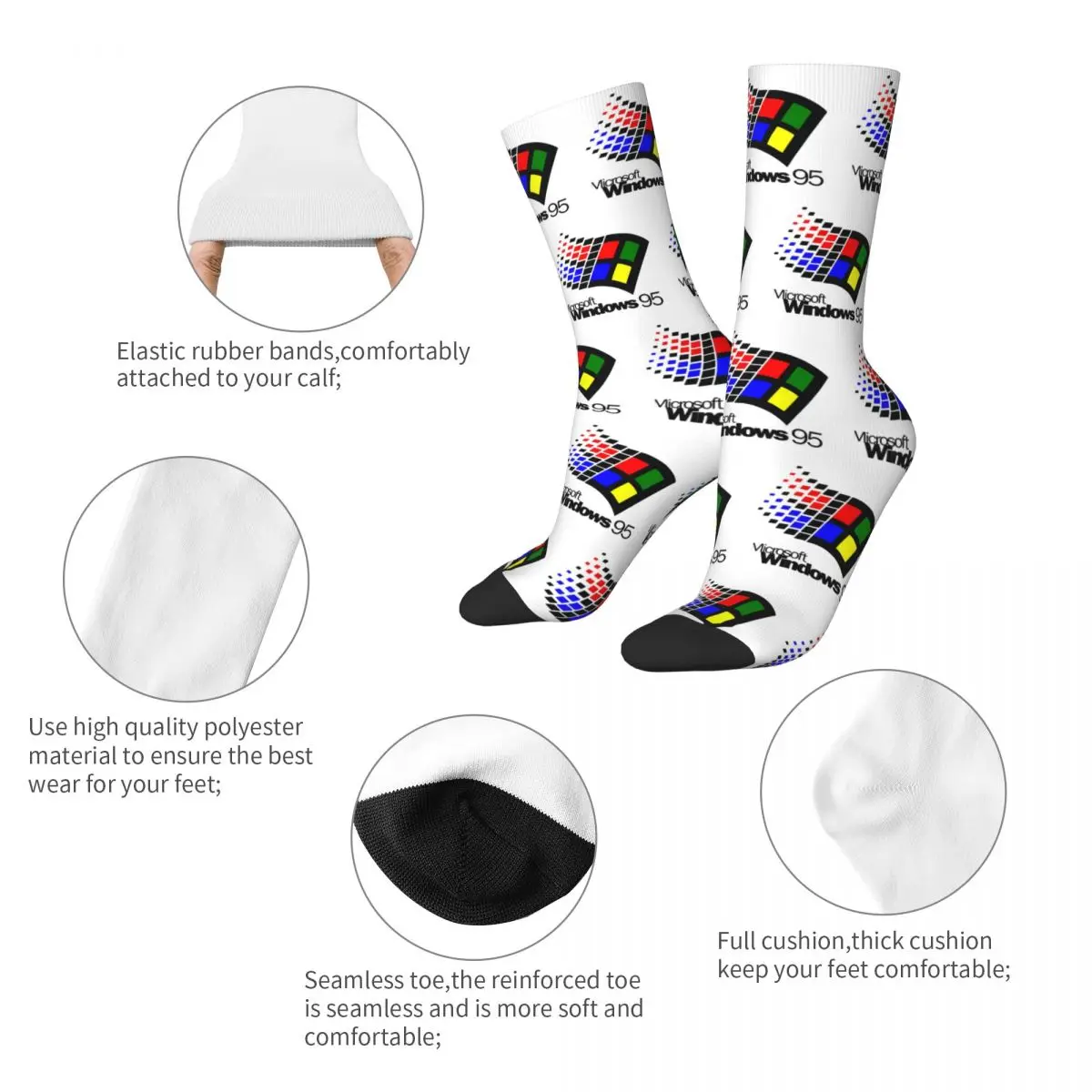 Crazy Men Women Socks Windows 95 Accessories Warm computer system Sport Socks Spring Autumn Winter