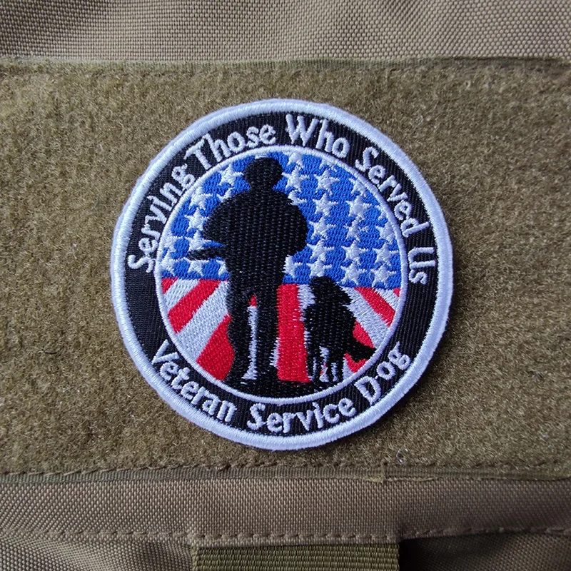 Veteran Service Dog Backpack Badge, Army Patches, Military Sling Cloth Vest, Magic Stickers, US Flag, Hook and Loop Appliques,K9