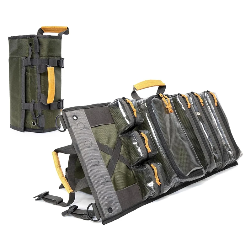 Durable Tool Storage Bag With Adjustable Strap Large Capacity Roll Up Tool Bag Waterproof Tool Storage Carrier Bag