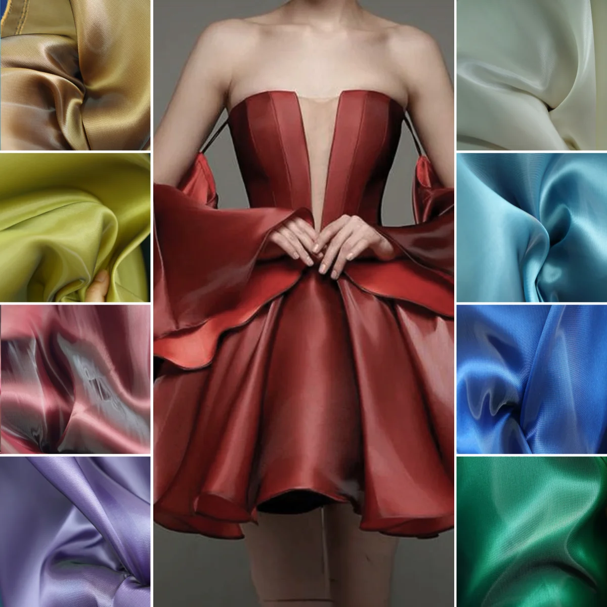 

TR Water Light Satin Micro Stiff Fabric DIY Evening Dress Strap Dress Cheongsam Clothing Designer fabrics for sewing