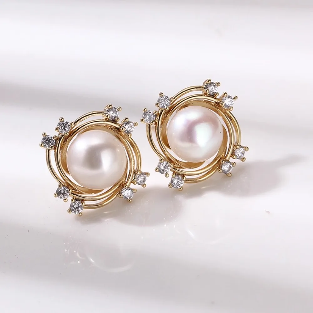 

6PCS S925 Sterling Silver Needle 18K Gold Wrapped Plated Brass Earring Settings Diy Jewelry Pearl Earrings Accessories