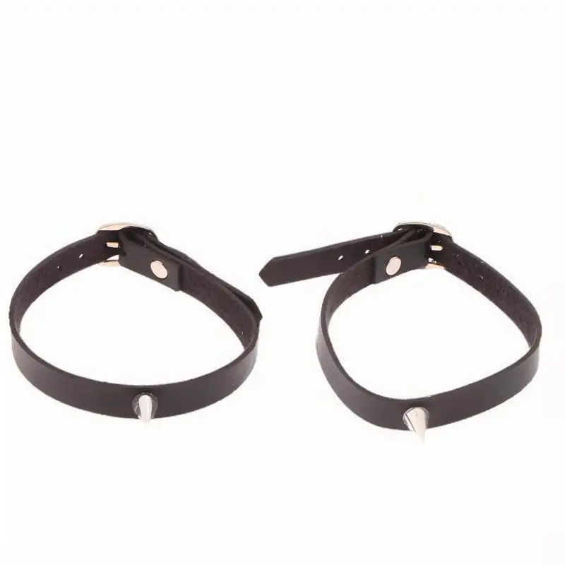 Black Leather Punk Anklet for Men & Women
