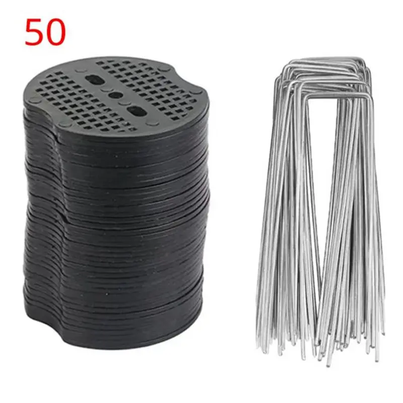 

A60ZU-Shaped Garden Staples 50Pcs Set With Washers For Secure Ground Fixing And Efficient Weed Controlmay