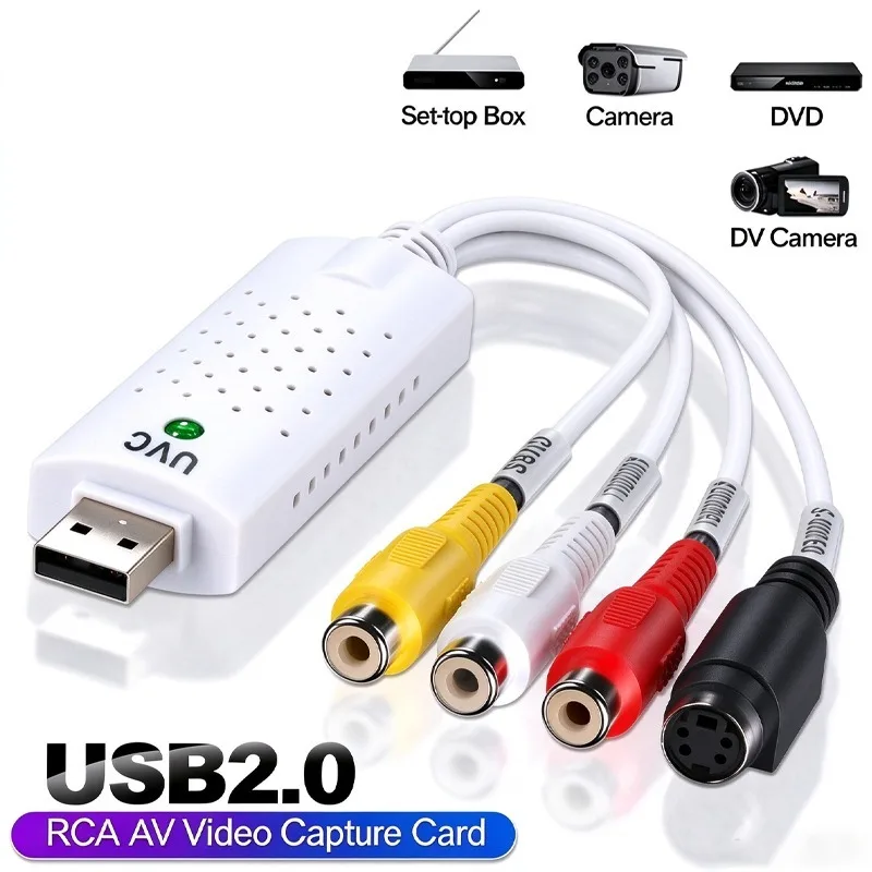 USB 2.0 Video Audio Capture Card Converter, DVD VHS Audio Video Grabber Adapter for Windows 2000 XP Vista 7 8 10