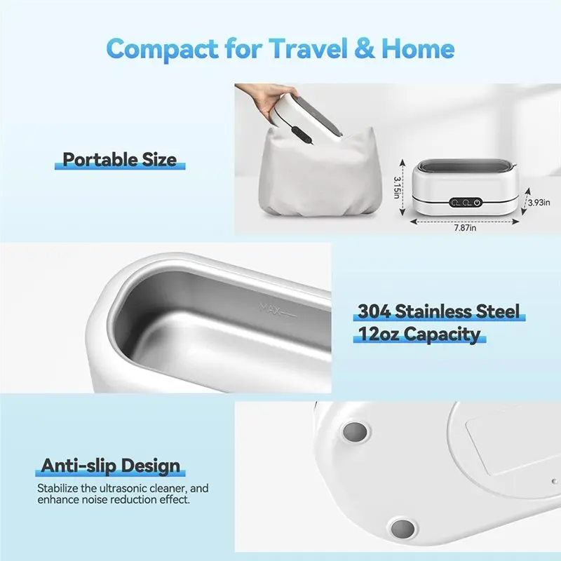 

【SPECIAL OFFER】Ultrasonic Dual Mode For Jewelry Cleaner 48Khz For Rings For Jewelry Eyeglasses Watch Strap Dentures-EU Plug