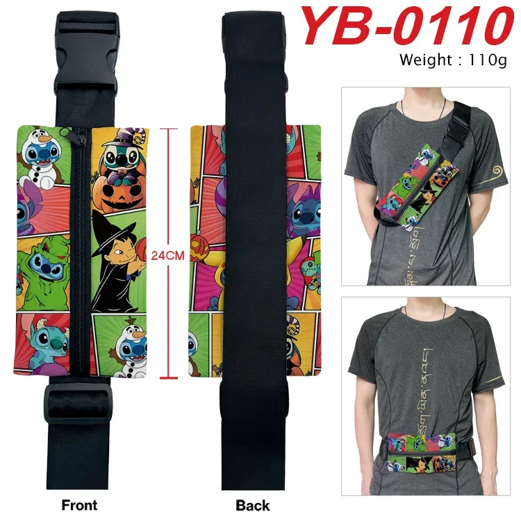 Disney Stitch Waist Packs Animation Around Full Color Sports Fanny Chest Crossbody Portable Buckle Mobile Phone Shoulder Bag