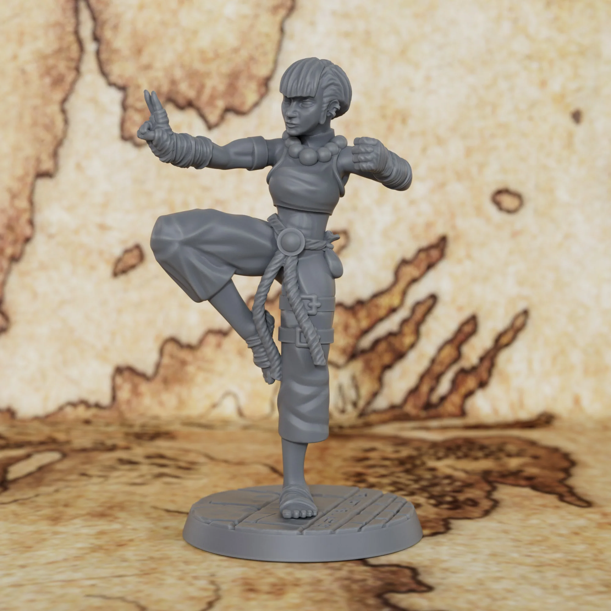 25mm Female Battle Monk Miniature - Tabletop RPG Game Room Decor, TTRPG Collectible Gift for Friends