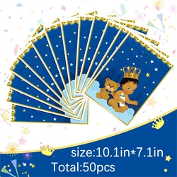Royal Prince Party Favor Bags Set 50PCS Goodie Bag With Die Cut Waterproof Prince Handles Candy Bags For Birthday Party Supplies