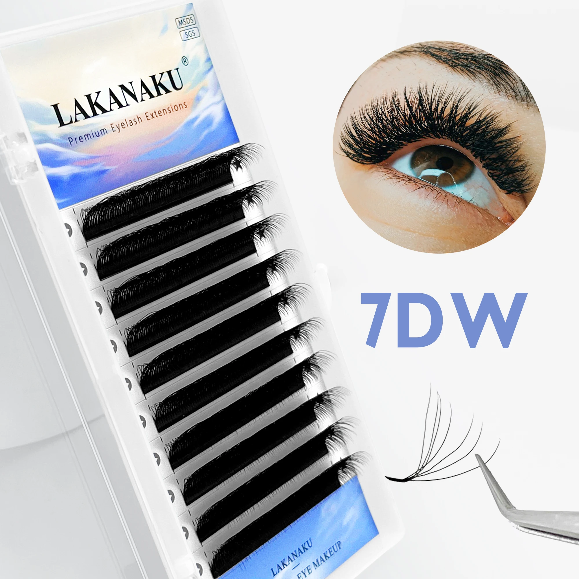 LAKANAKU Lashes 7D W Shape Lashes Extensions 7D W Premade Volume Fans High Quality False Eyelashes Supplies Natural Cilios