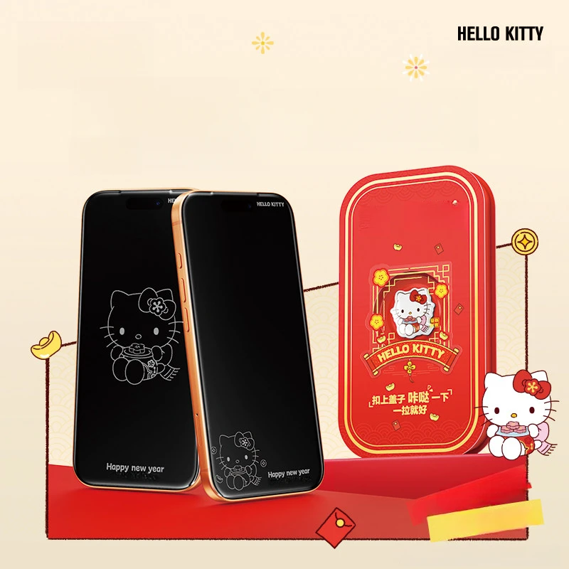 2-delige set Kawaii Cartoon Kt Kat Onzichtbare Schermbeschermer voor iPhone 17 Pro Max 16 15 14 13 Cinnamoroll Kuromi Gehard Glas