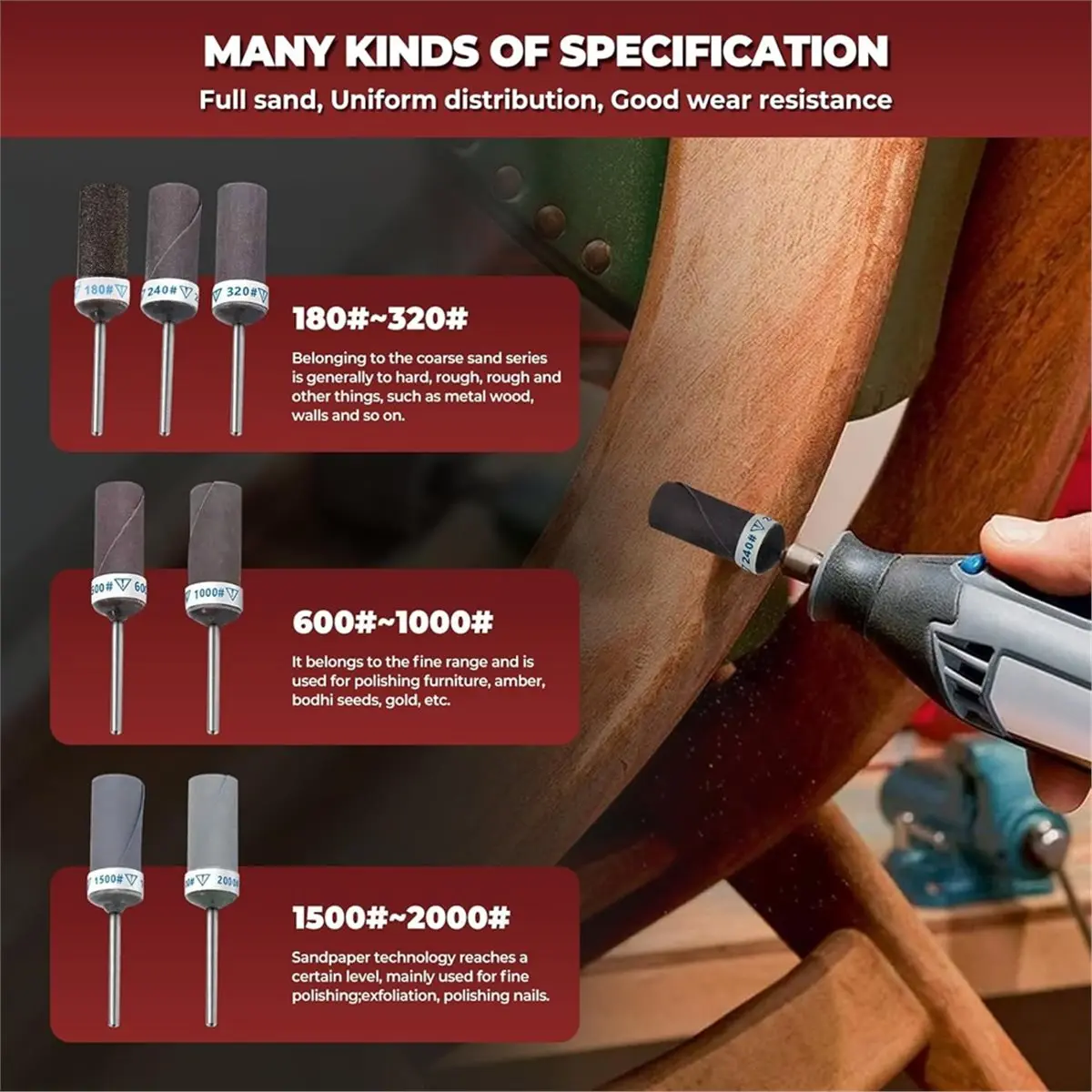 

Набор из 56 шлифовальных барабанов и палочек для дрели Dremel, с хвостовиком, для удаления ржавчины с металла, полировки нефрита и шлифовки