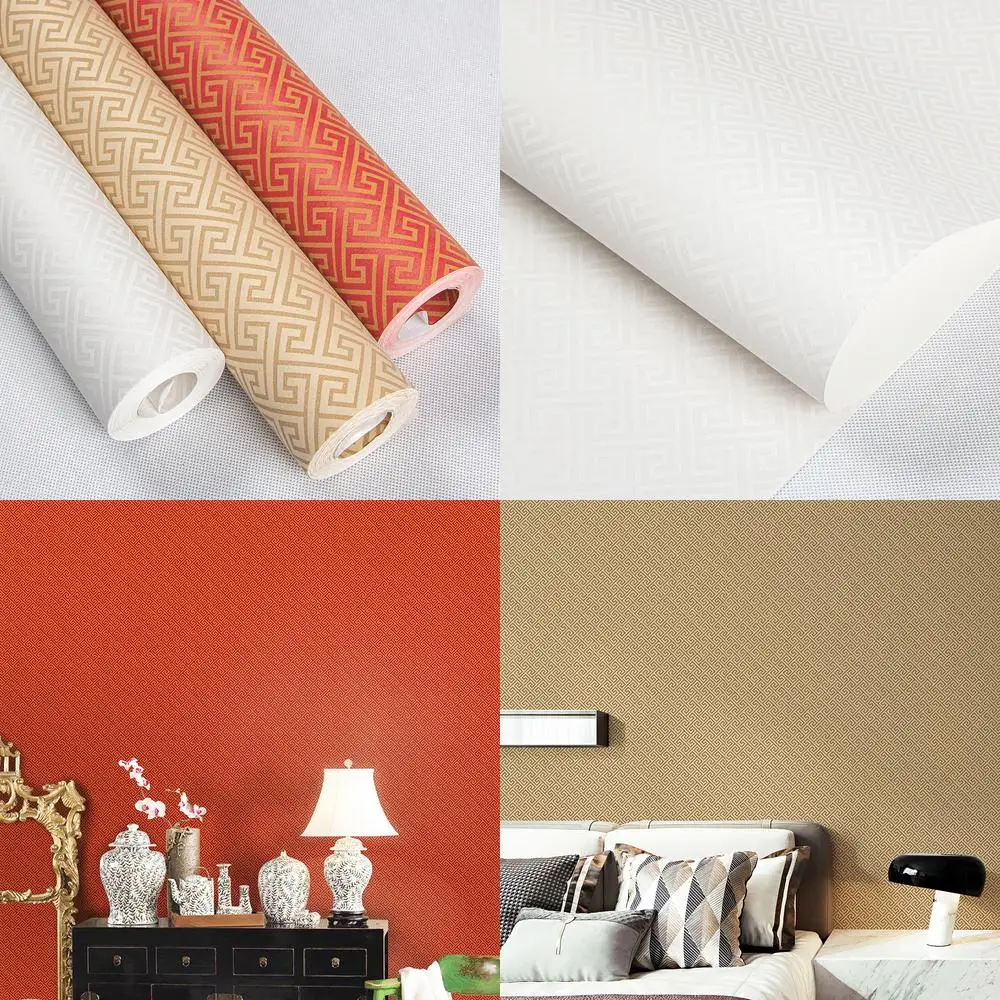 Factory Price Wholesale New Chinese Style Wallpaper for Living Room Study Tea House Mahjong Room Meeting Room Grid Nonwoven Wall