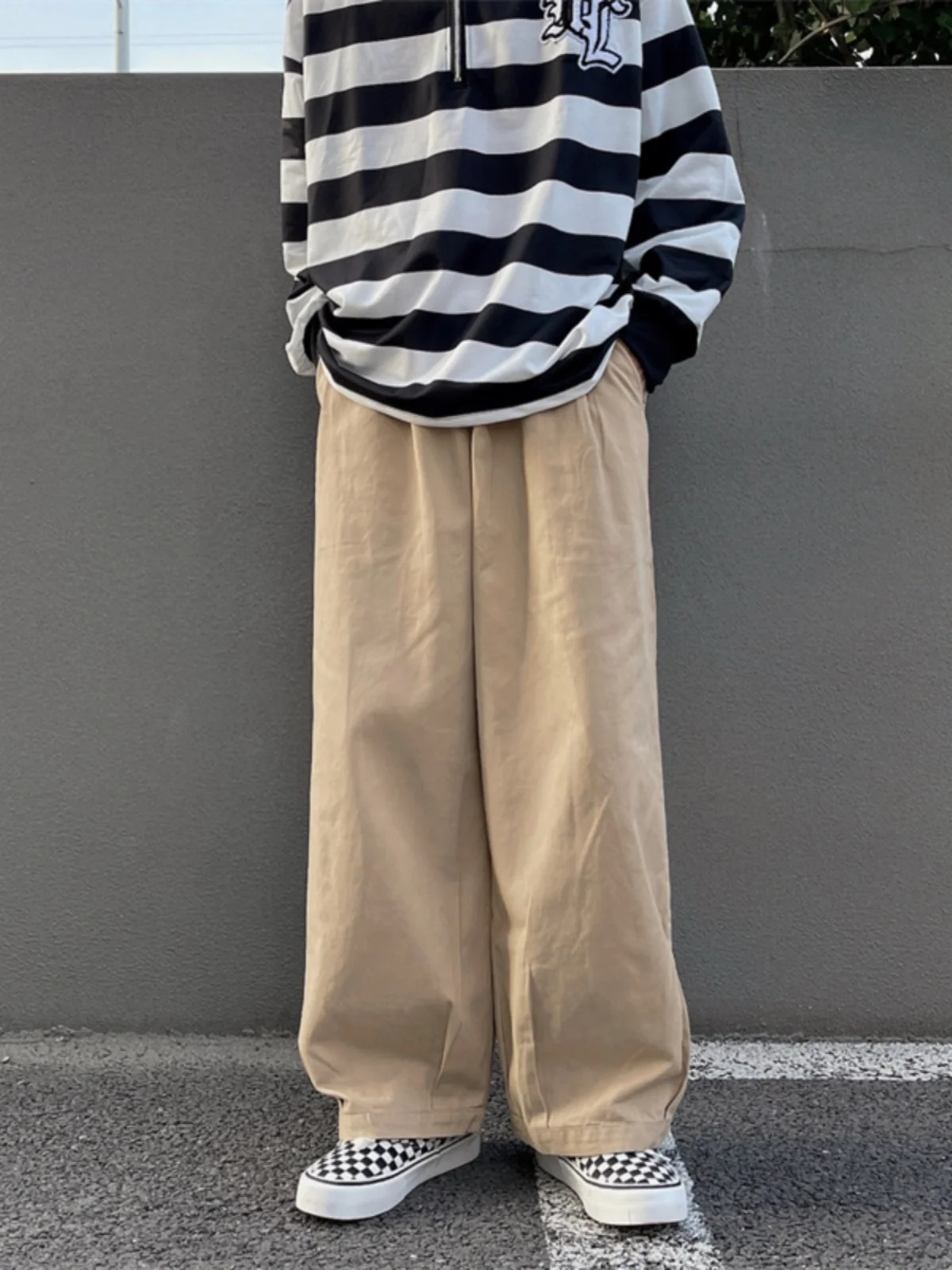 Trendy Wide Leg Straight Cut Casual Pants Unisex Basic Commuter Fashionable Loose Japanese Style Leisure Trousers