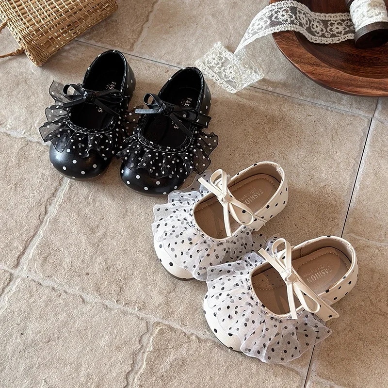 Little Girls Plaid Ruffle Mary Jane Shoes, Satin Bow Hook-and-Loop Soft Sole Retro Princess Flats