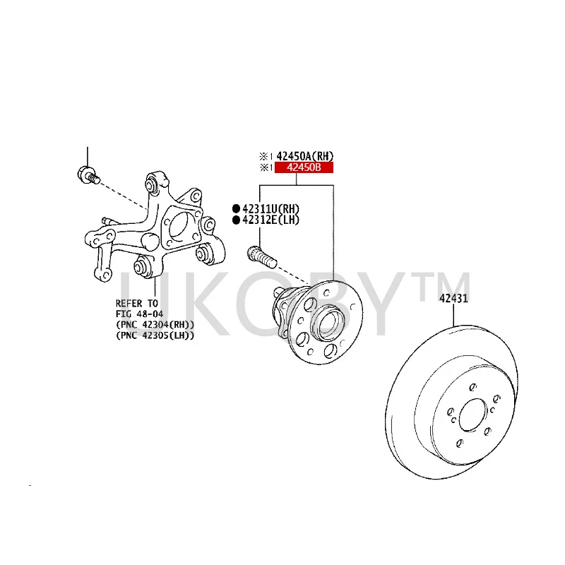 4245002340 4245033080 To yo ta Corolla Asia Lion Rear axle right wheel hub and bearing assembly