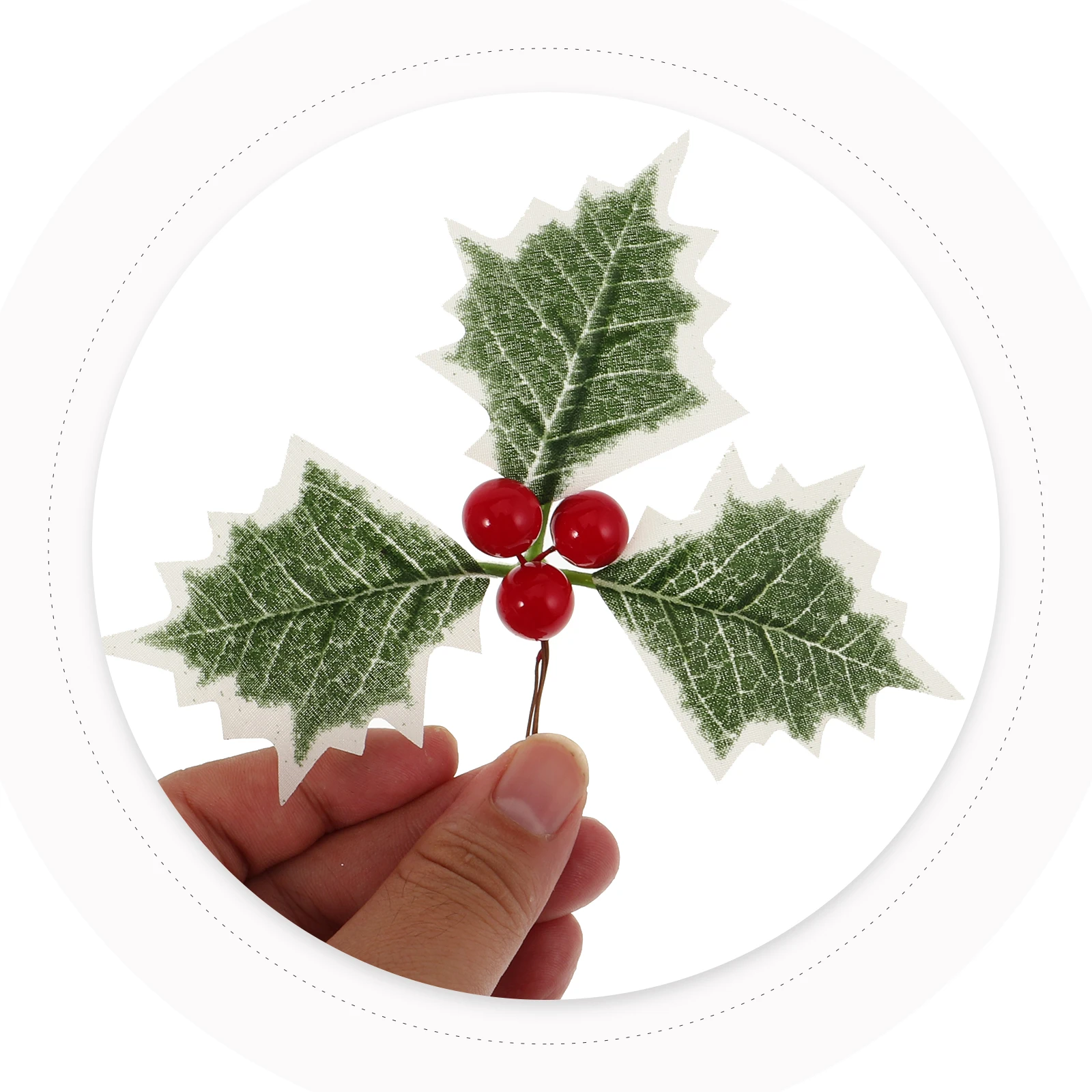 

6pcs Christmas Tree Garland Material Fake Plant Simulation Leaf Decor Desktop Plastic Red Fruit Green Leaf Ornament Christmas
