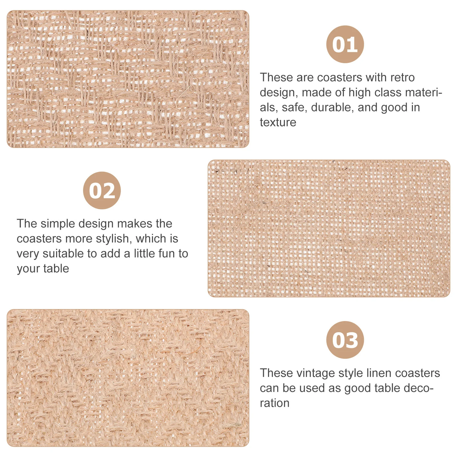

10pcs Vintage Linen Coasters Retro Style Insulation Mats For Tea Cups Coffee Mugs Holders Home Table Decoration Teacup