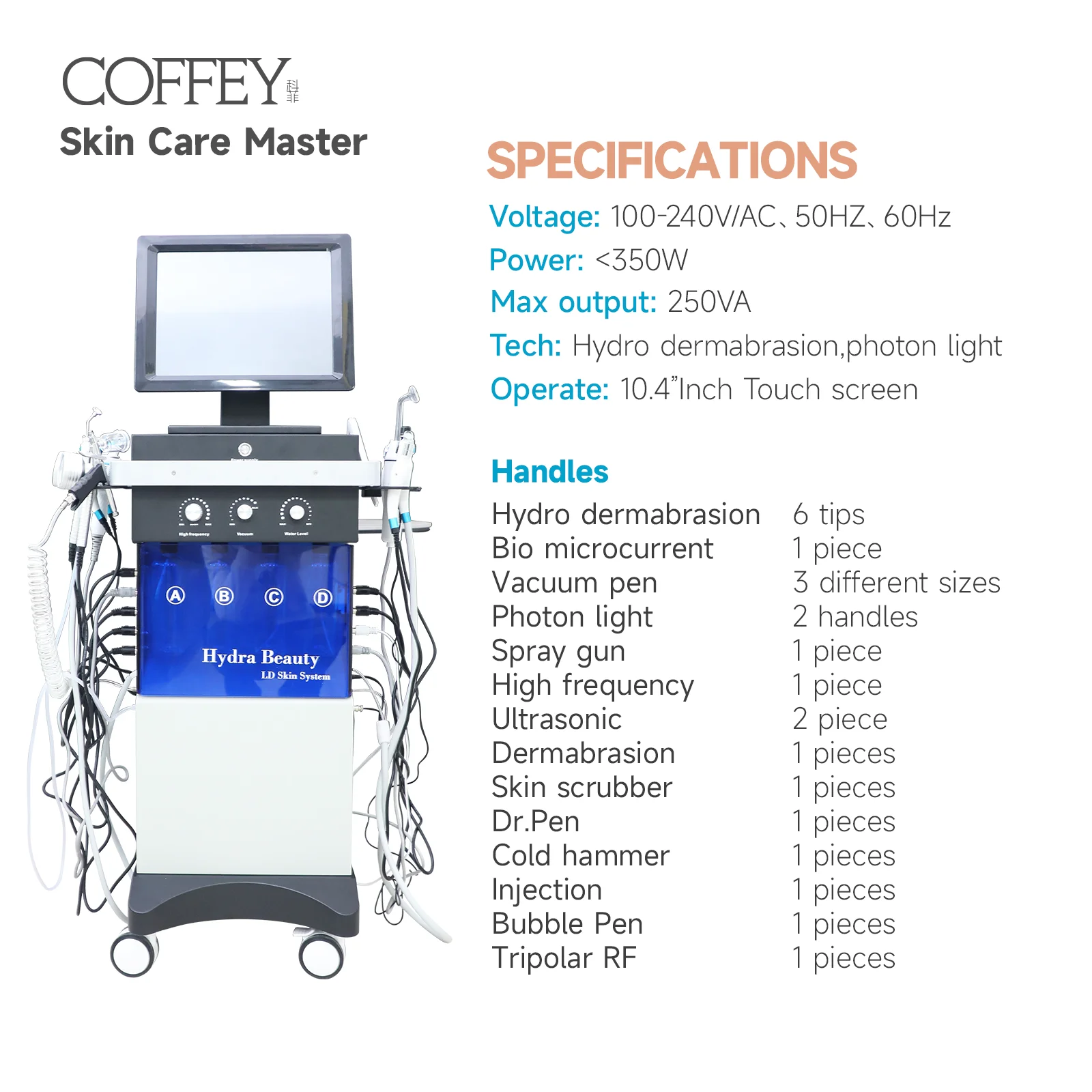 Coffey Professional 14 in 1 Hautpflege Wasser reinigung führte kalte heiße Falten Beauty-Gerät Gesichts maschine