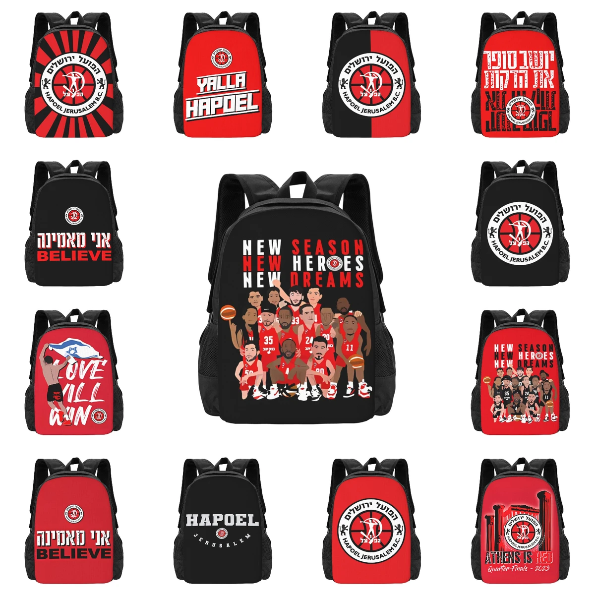 

Hapoel Jerusalem Basketball Travel Laptop Backpack, Business College School Computer Bag Gift for Men & Women