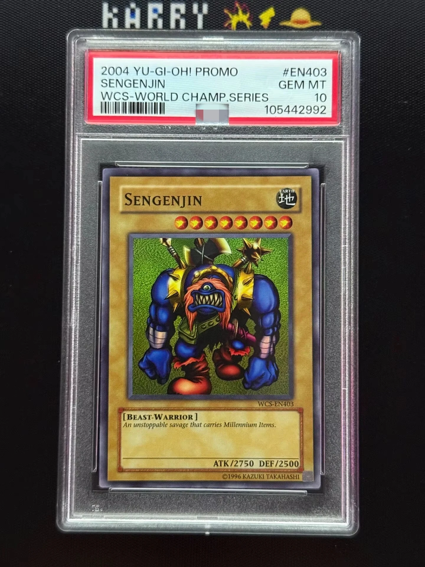 Yu-Gi-Oh! DIY Custom WCS-EN403 Sengenjin, World Championship Promo Graded Display Card with PSA Style Slab (Not Original)