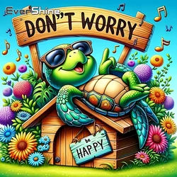 EverShine Diamond Painting Turtle House Picture of Rhinestones Mosaic Animal New 2025 Embroidery Cartoon Sale Decor for Home