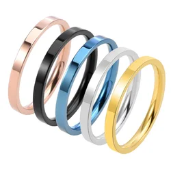 2mm Thin Stainless Steel Stackable Ring Plain Wedding Band for Women Men Size 5-10