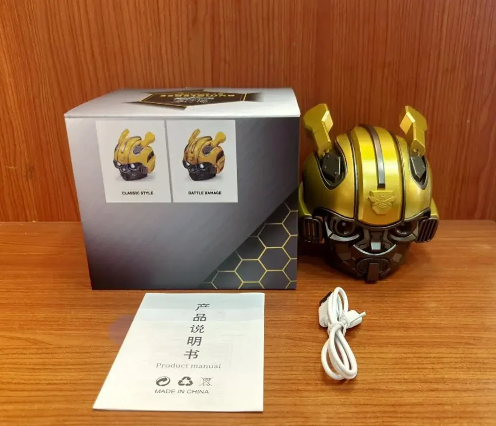 Best Boy Gift! Transformers Bumblebee Helmet Wireless Bluetooth 5.0 Speaker With Fm Radio Support Usb Mp3 TF for Kids