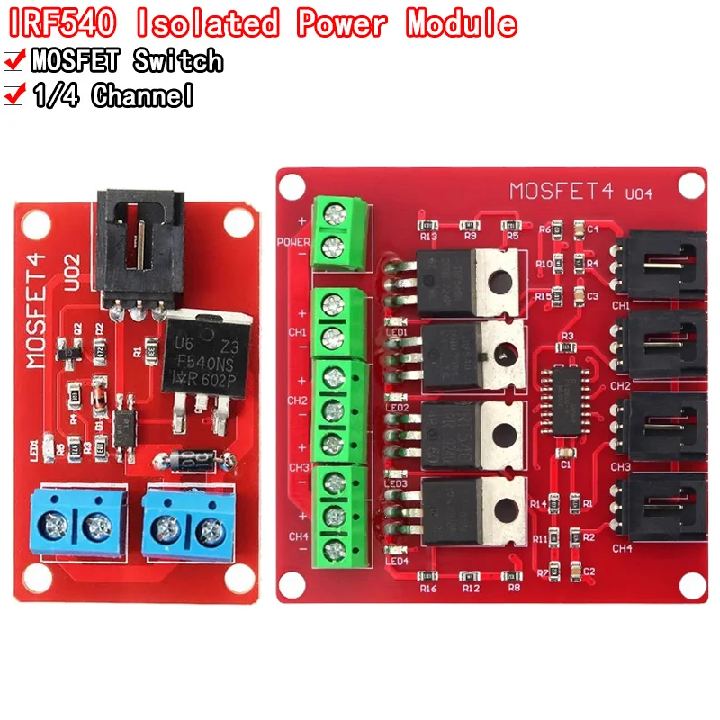 1/4 Channel one Four Route MOSFET Button IRF540 V4.0+ MOSFET Switch Module for Arduino Isolated power module