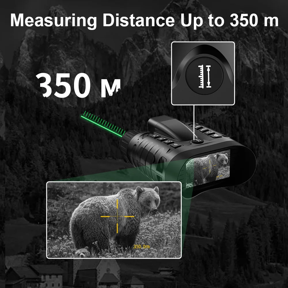 Night Vision Binoculars with Laser Ranging Goggles 4K Infrared Day Night Vision 8X Zoom, 500m Darkness Viewing Hunting Binocular