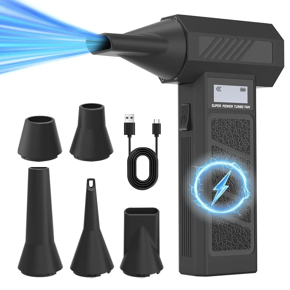130000RPM Jet Fan Powerful Air Blower, Dust Vacuum Blower with Type C Charging, Strong Wind Turbo Fan for Cleaning