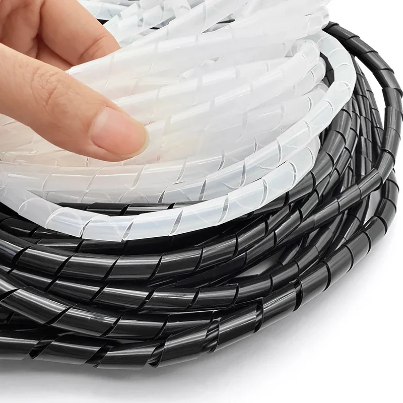 4mm-30mm 25M Insulated PE Spiral Wrapping Sleeve Expandable Anti-Aging Cable Protector Wire Organizer for PC TV Home Cords