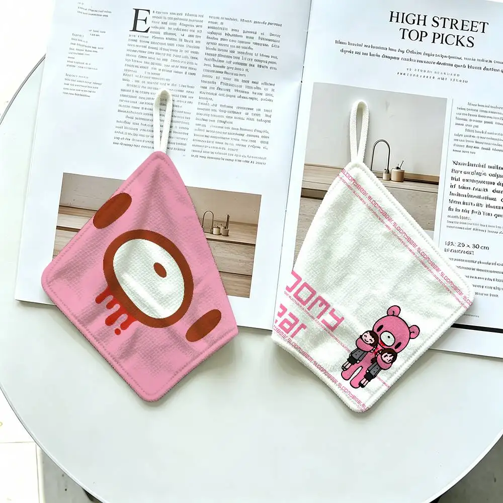 Popular Character G-Gloomy B-Bear Polyester Cotton Hand Wiping Towel, Anti-shrink Hanging Kitchen Cloth for Household Cleaning