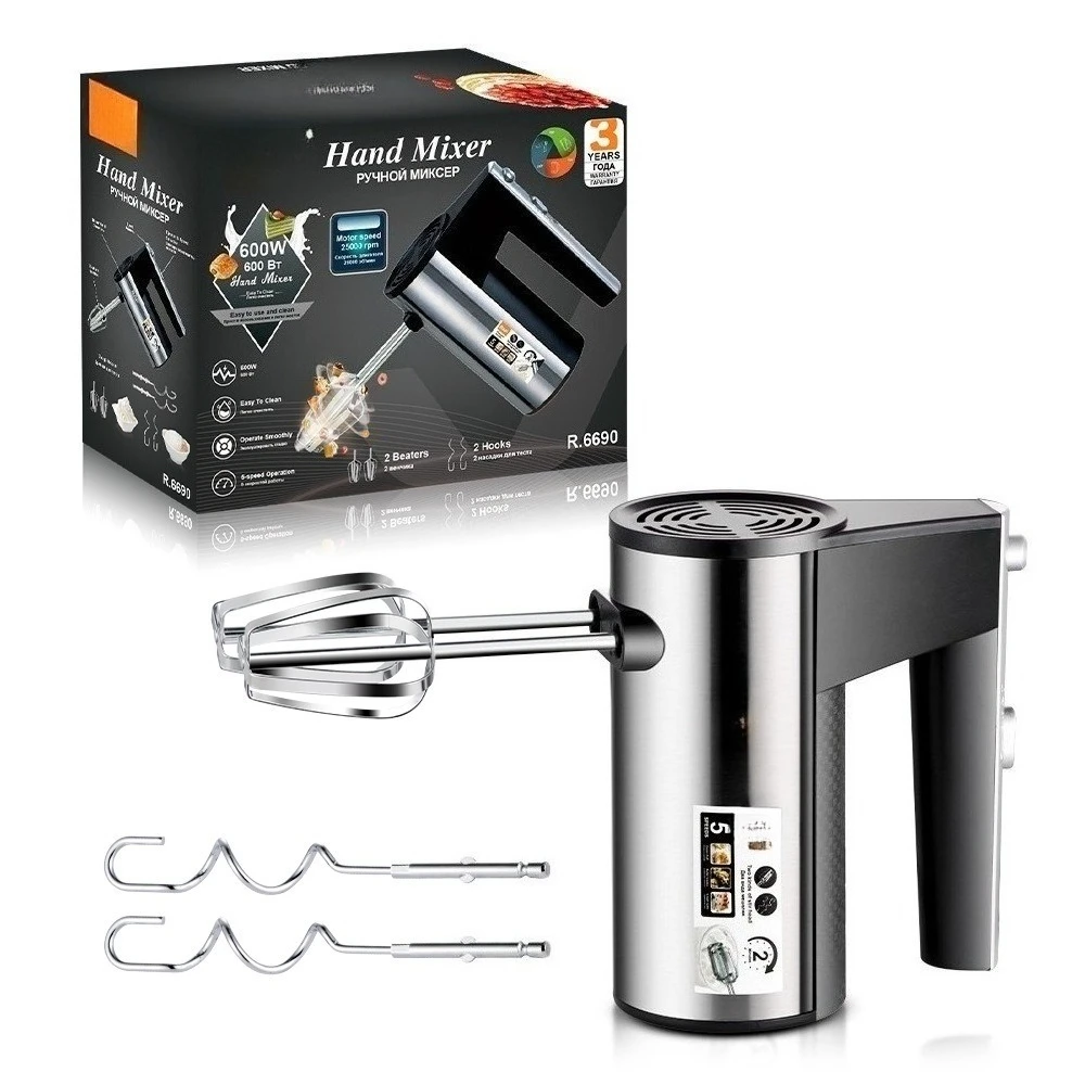 Cross-border European Standard Household Stainless Steel Egg Beater Electric Baking Cake Cream Beater Handheld Mixer