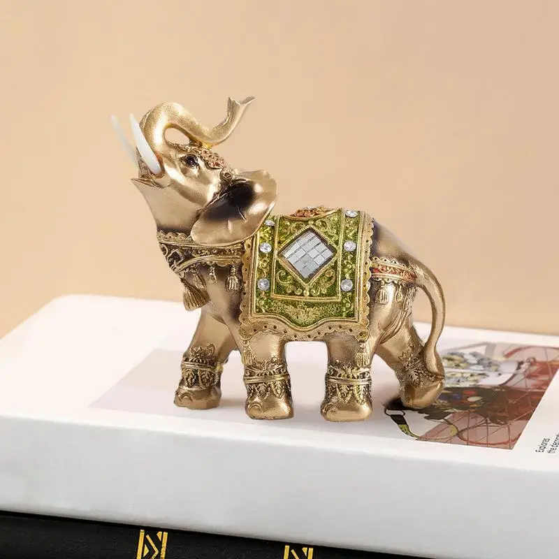 Elephant Resin Ornaments Lucky Elephant Home Decor Wealth Lucky Figurine Elegant Sculpture For Desk Decor Auspicious & Stylish