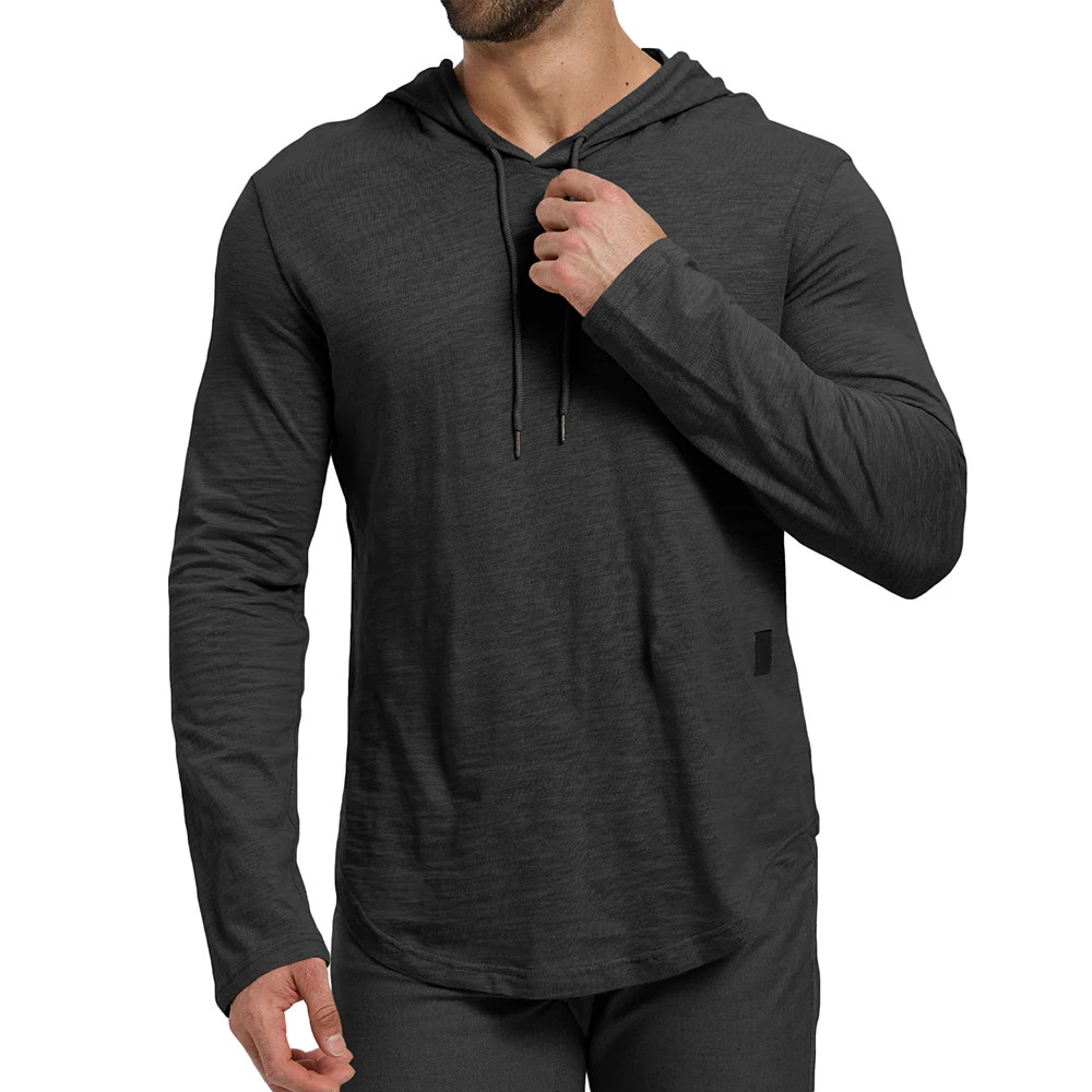 Frühlings-Neuheit: Herren Langarm-T-Shirt, Atmungsaktiv, Leicht, Einfarbig, mit Kapuze und Kordelzug, Lässige Oberteile, Modische, Bequeme Streetwear
