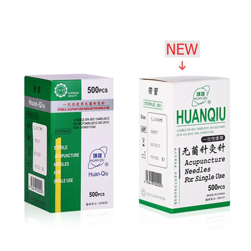 new 500pcs Huanqiu sterile disposable acupuncture beauty massage acupuncture needle 0.16/0.18/0.22/0.25/0.30/0.35mm