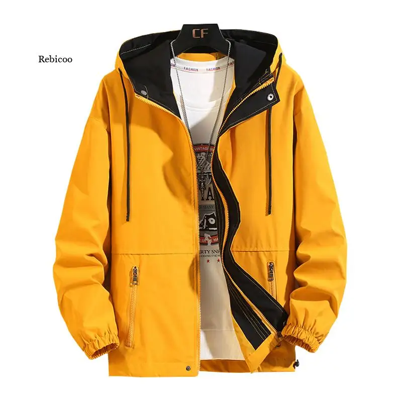 

New Jacket Men Coat Fashion Hip Hop Windbreaker Coats Casual Loose Hooded Mens Cargo Bomber Jackets and Coats Outwear Streetwear