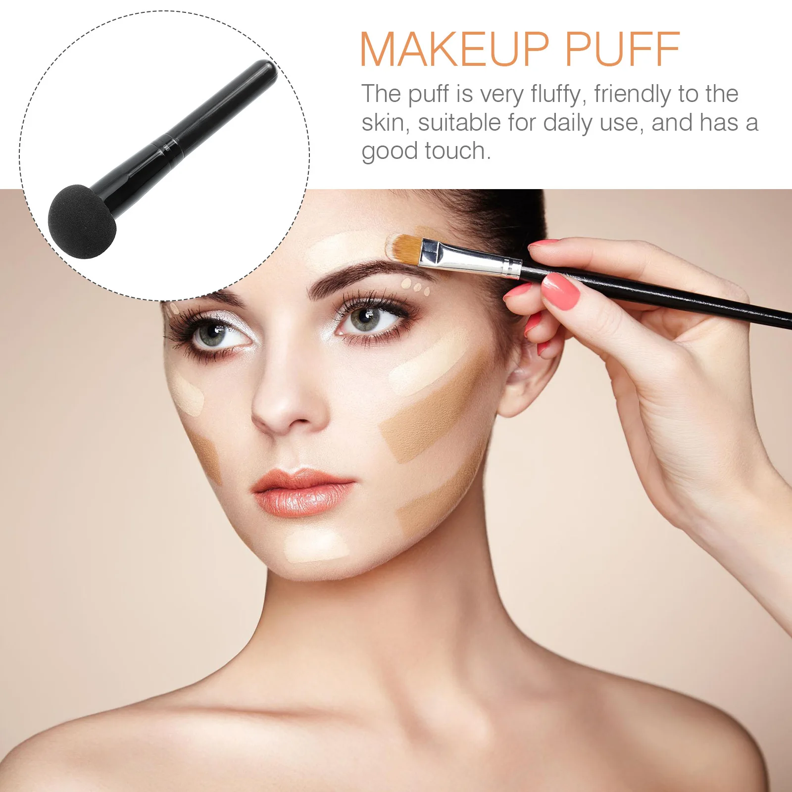 4 pennelli per soffio per trucco, per uso asciutto e bagnato, fondotinta, fard, correttore, evidenziatore, accessorio per trucco portatile