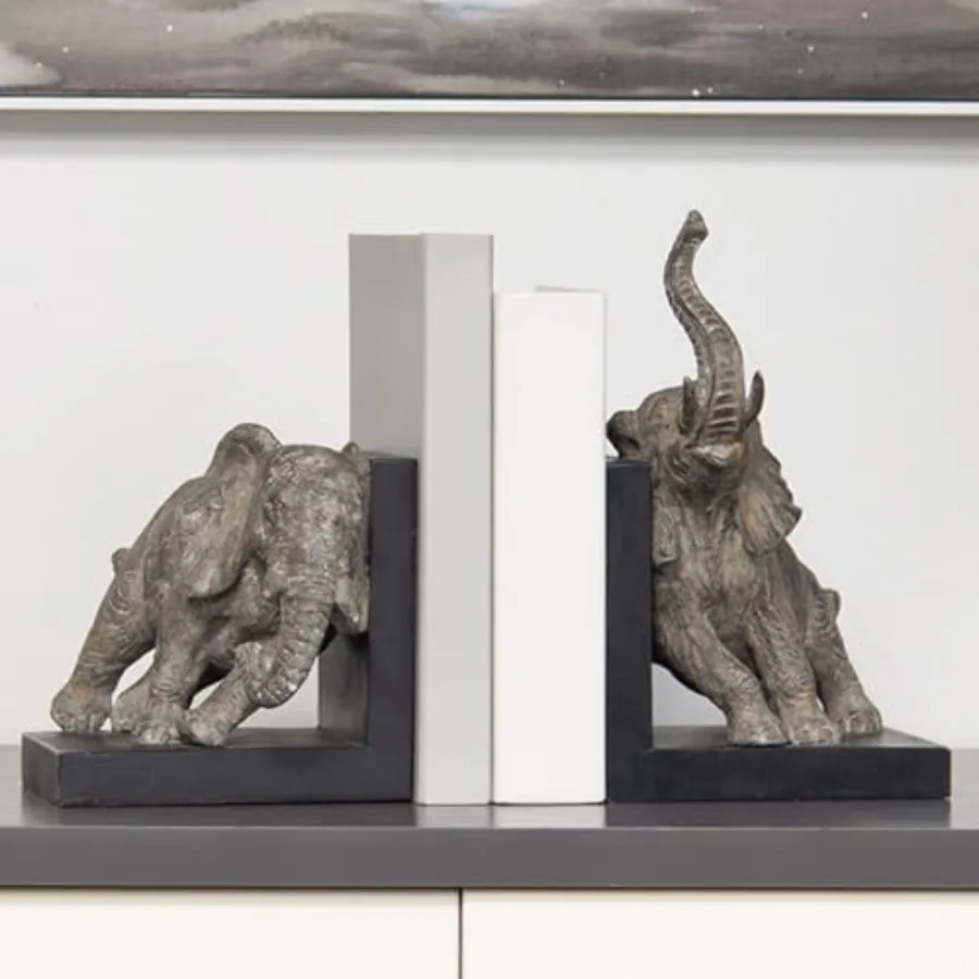 

Decorative-Bookends Elephant Book-Ends Heavy Duty - Book Stoppers for Home Office School 5.34 LBS 11.8 * 7.9 * 9.8 Inch