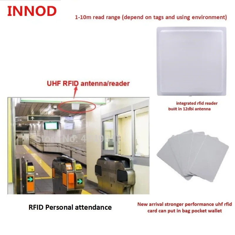 Access Control card passive RS232 Wiegand26 integrated linear polarization 12dbi UHF RIFD antenna read long range 1-15m passive