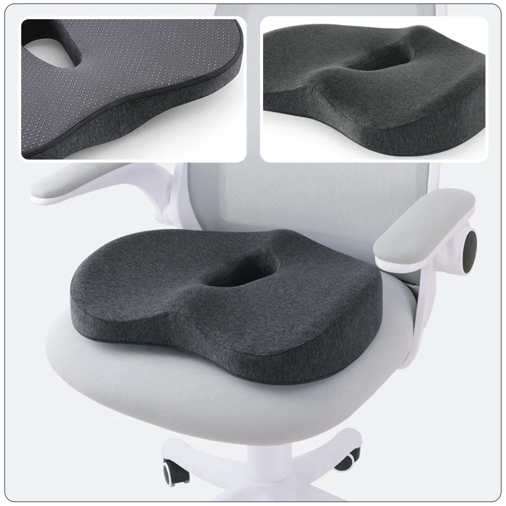 

Ergonomic Memory Foam Seat Cushion Deep Gray Office Chair Desk Accessories Sciatica Relief Car Home Pressure Redistributing