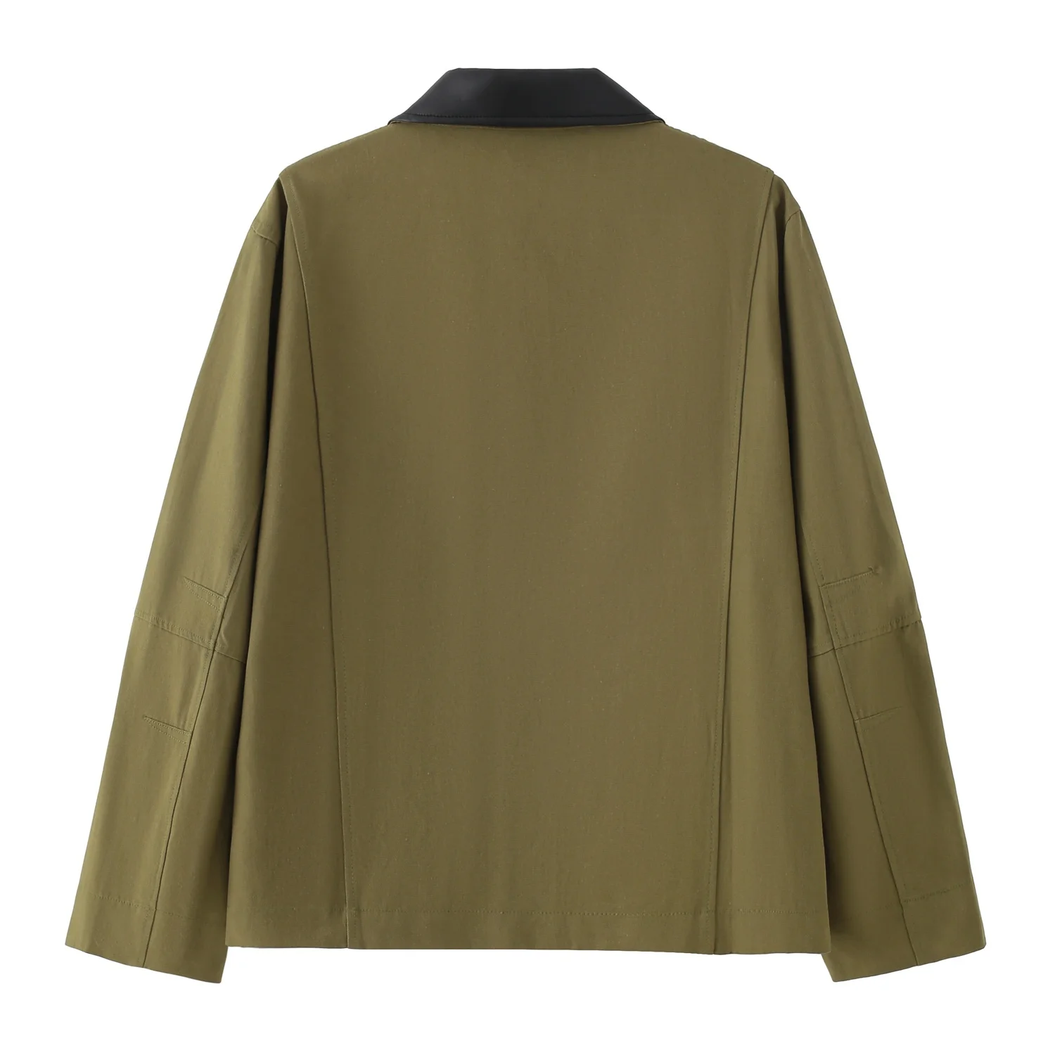 JNLEAOG Autunno Nuovo Faionable Casual Bicolore Colletto in pelle PU Biker Jaet Fibra di poliestere da donna Vestibilità ampia Chiusura con cerniera